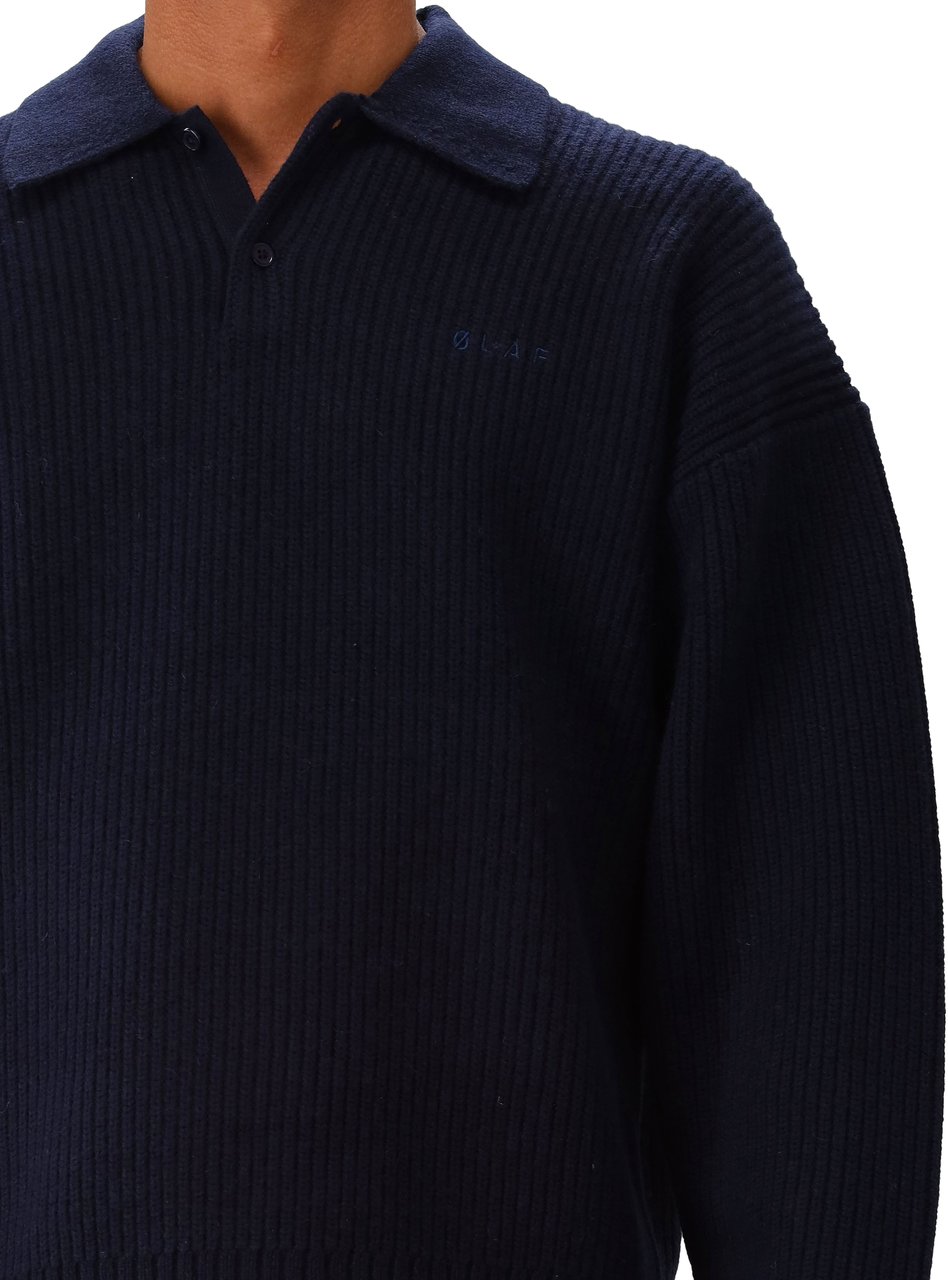 ØLÅF Ølaf Gebreide Polo Blauw Blauw