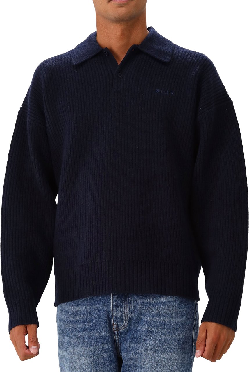 ØLÅF Ølaf Gebreide Polo Blauw Blauw