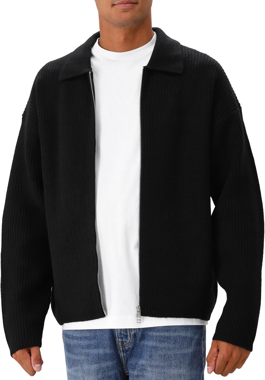 ØLÅF Ølaf Gebreide Vest Zwart Knitted Zip Cardigan Zwart