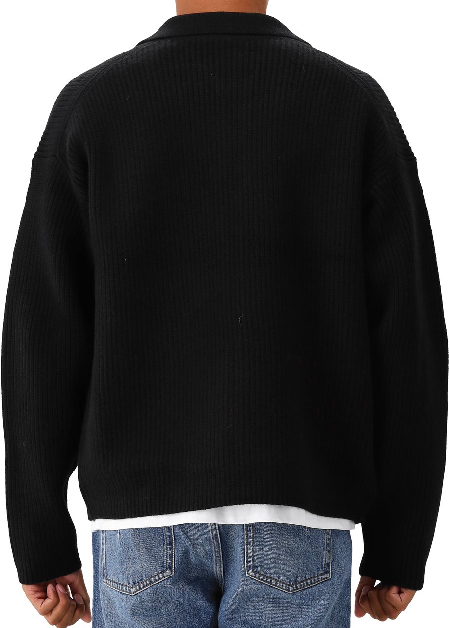 ØLÅF Ølaf Gebreide Vest Zwart Knitted Zip Cardigan Zwart