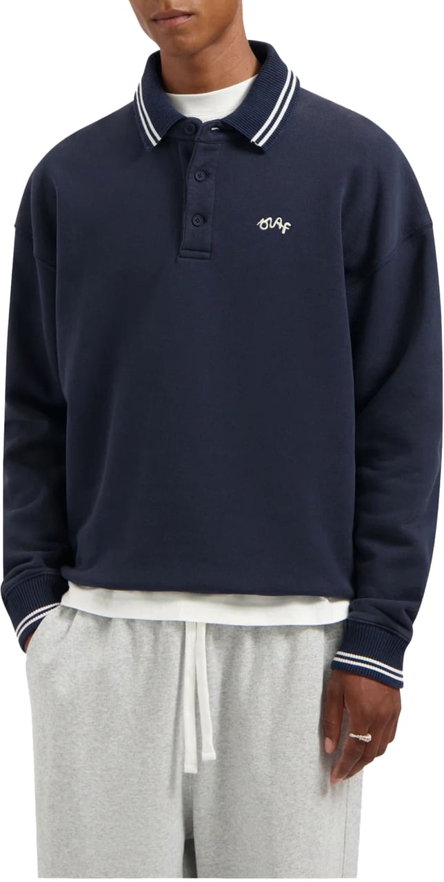 ØLÅF Olaf Tipping Detail Oversized Polo Polos Donkerblauw M230205 Blauw