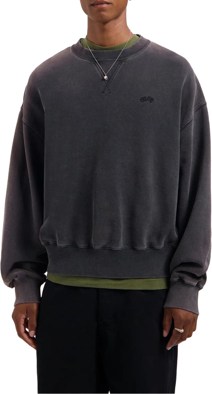 ØLÅF Olaf Washed Signature Boxy Crewneck Sweaters Donkergrijs M230206 Grijs