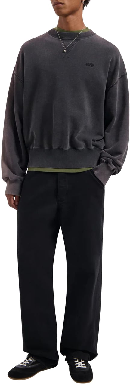 ØLÅF Olaf Washed Signature Boxy Crewneck Sweaters Donkergrijs M230206 Grijs