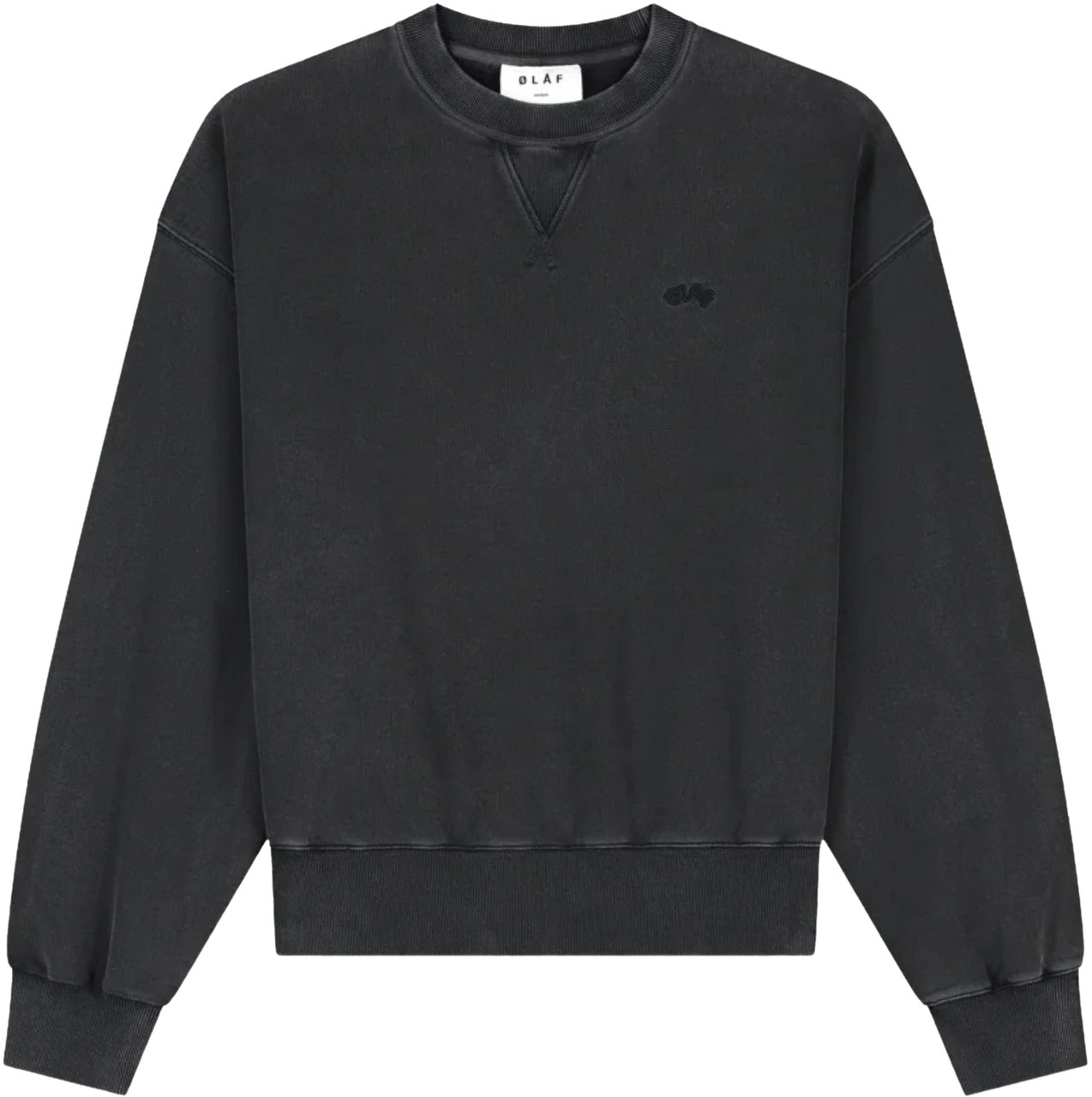 ØLÅF Olaf Washed Signature Boxy Crewneck Sweaters Donkergrijs M230206 Grijs
