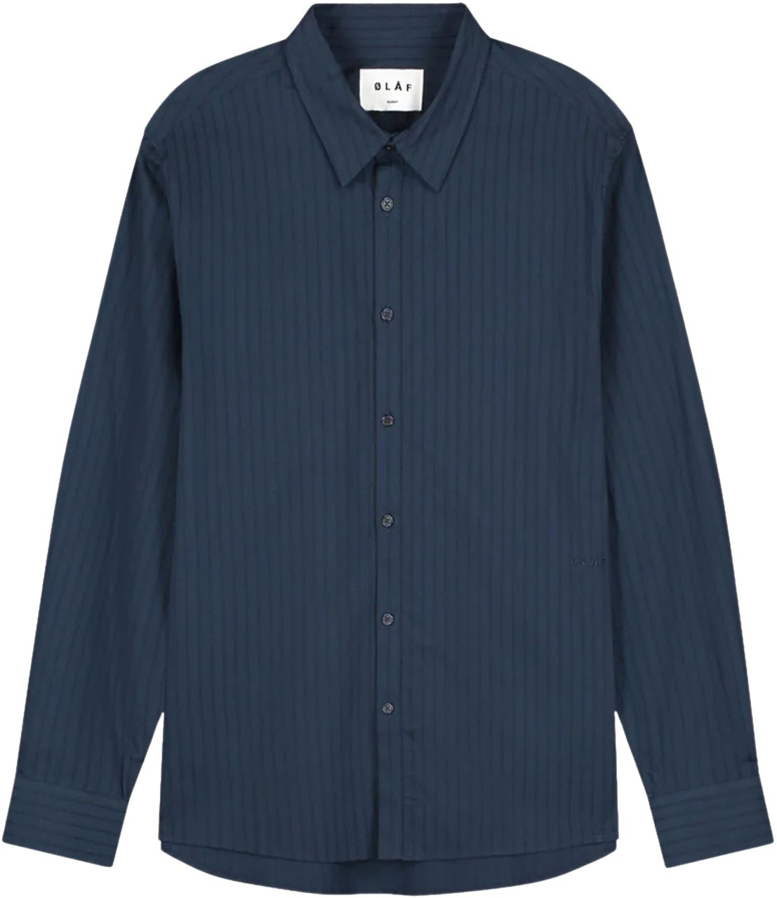 ØLÅF Olaf Stitched Striped Relaxed Shirt Lange Mouw Overhemden Donkerblauw M230301 Blauw