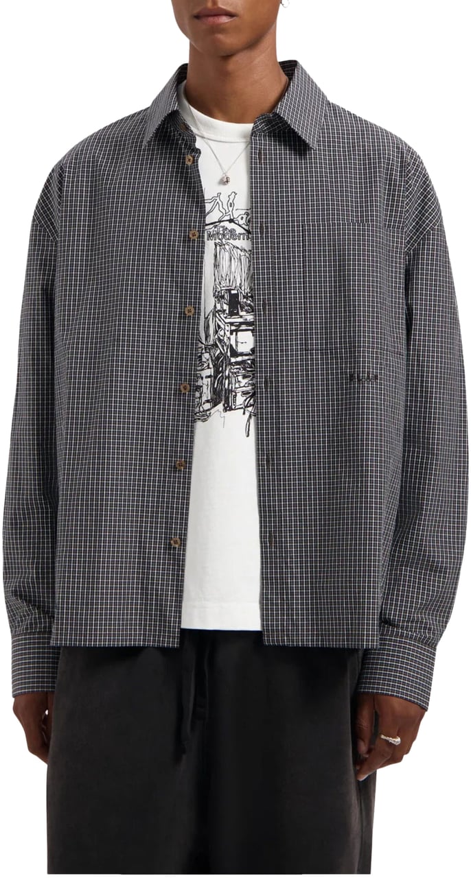 ØLÅF Olaf Checked Boxy Shirt Lange Mouw Overhemden Donkerbruin M230303 Bruin