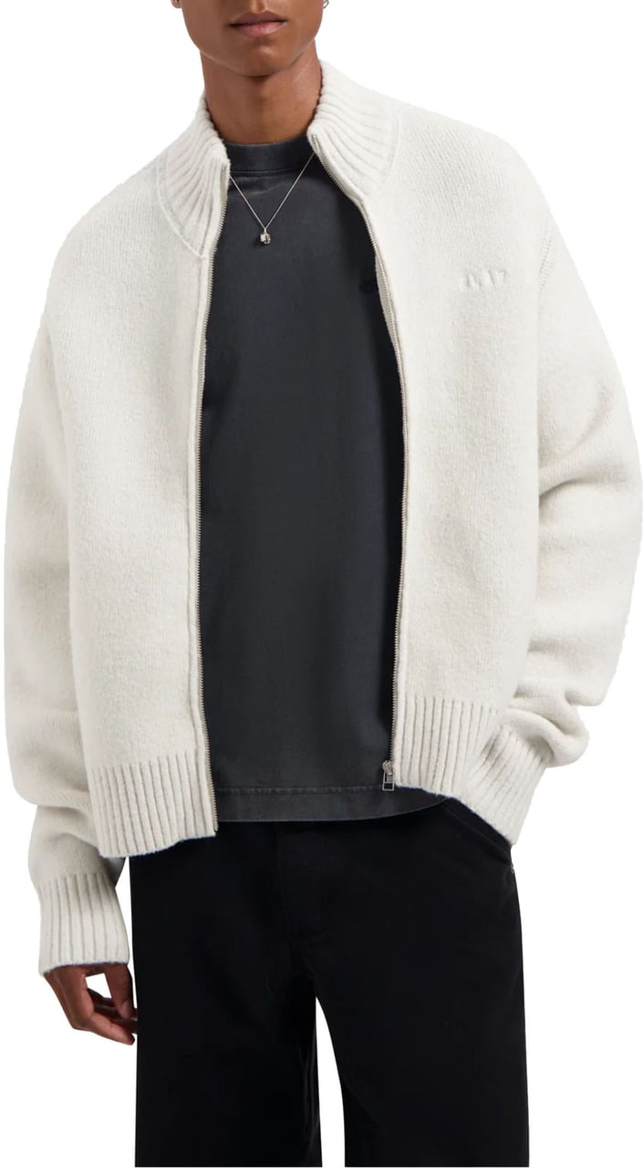 ØLÅF Olaf Zip Through Knitted Mock Neck Vesten Off White M230703 Wit