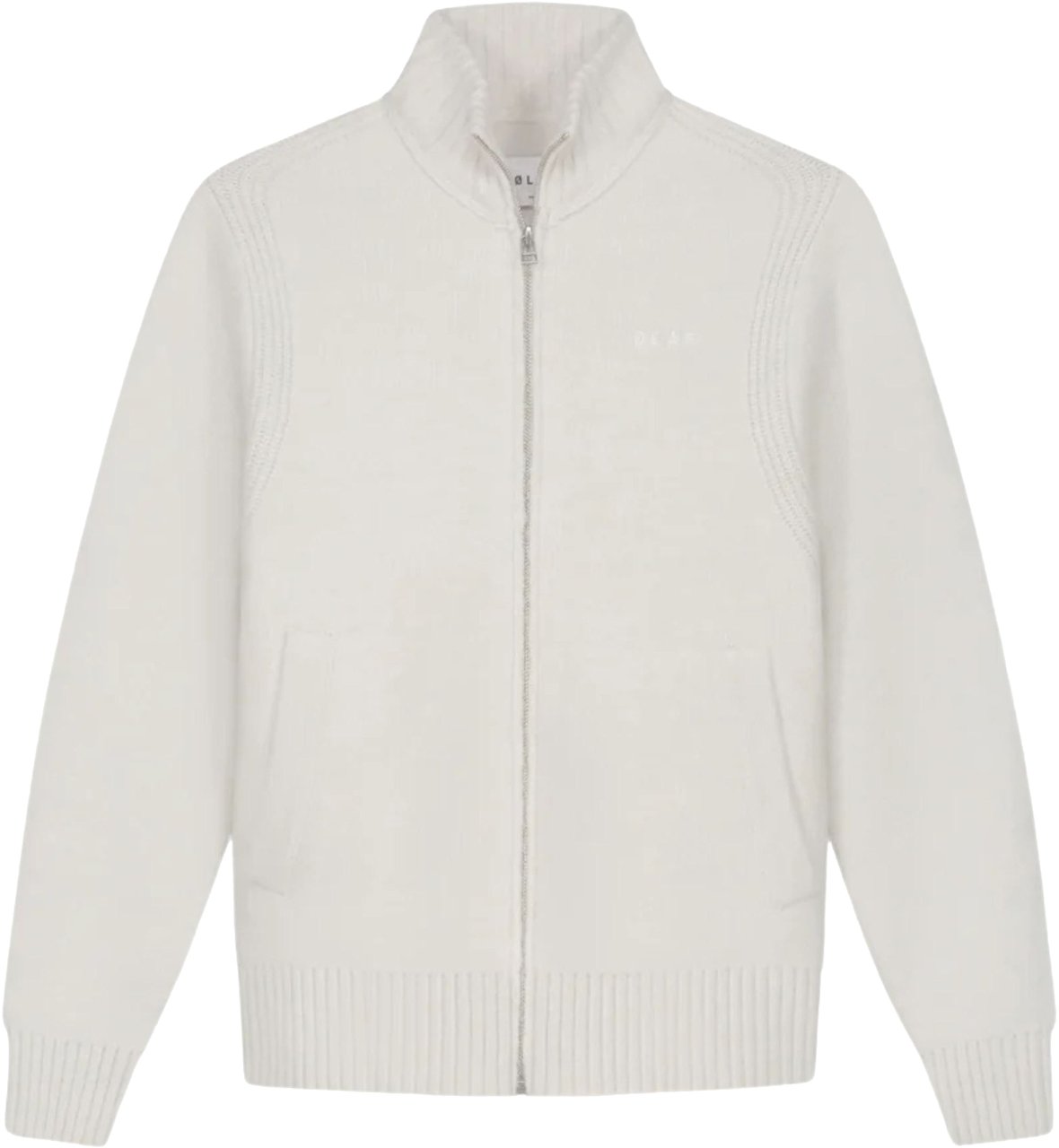 ØLÅF Olaf Zip Through Knitted Mock Neck Vesten Off White M230703 Wit