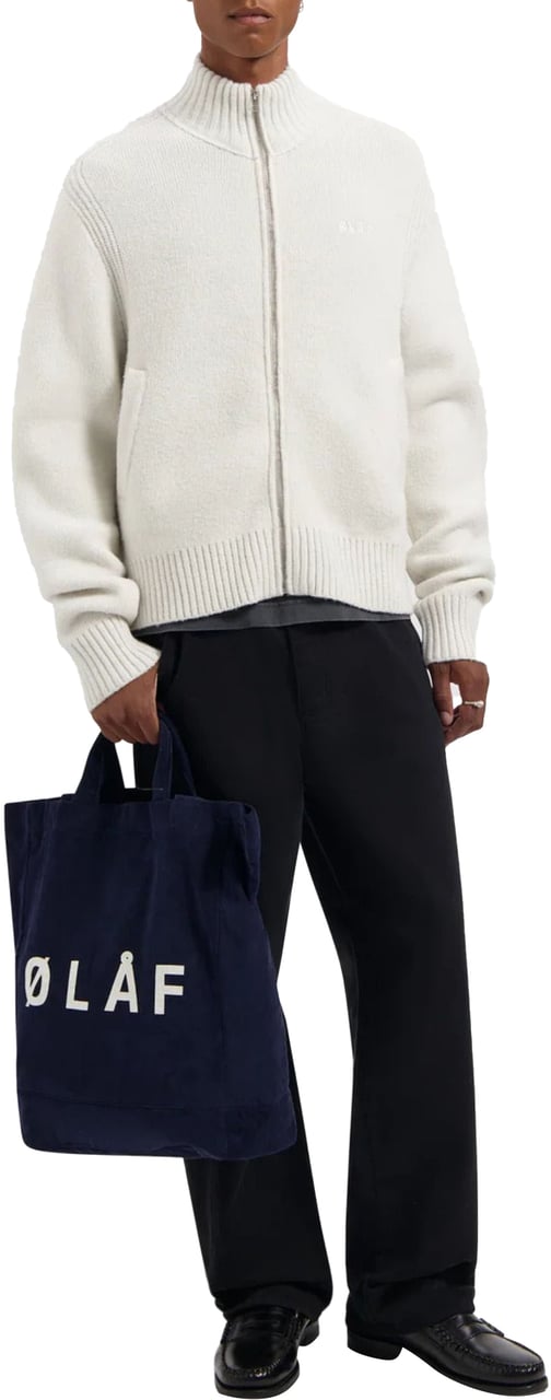 ØLÅF Olaf Zip Through Knitted Mock Neck Vesten Off White M230703 Wit