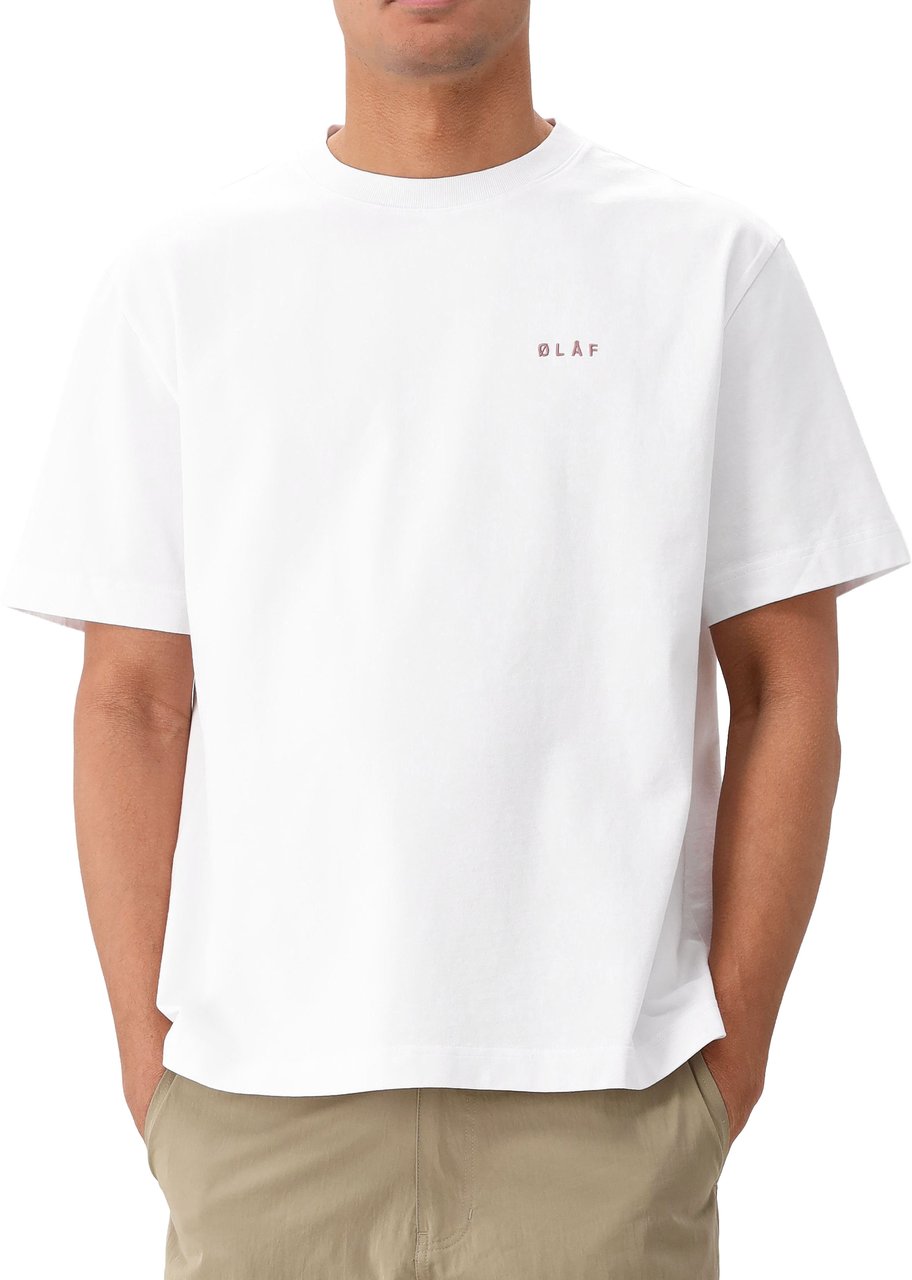 ØLÅF Ølaf T-shirt Wit Brushstroke Graphic Boxy Wit