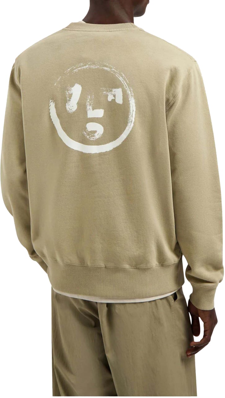 ØLÅF Olaf Brushstroke Face Crewneck Sweaters Khaki M240203 Groen