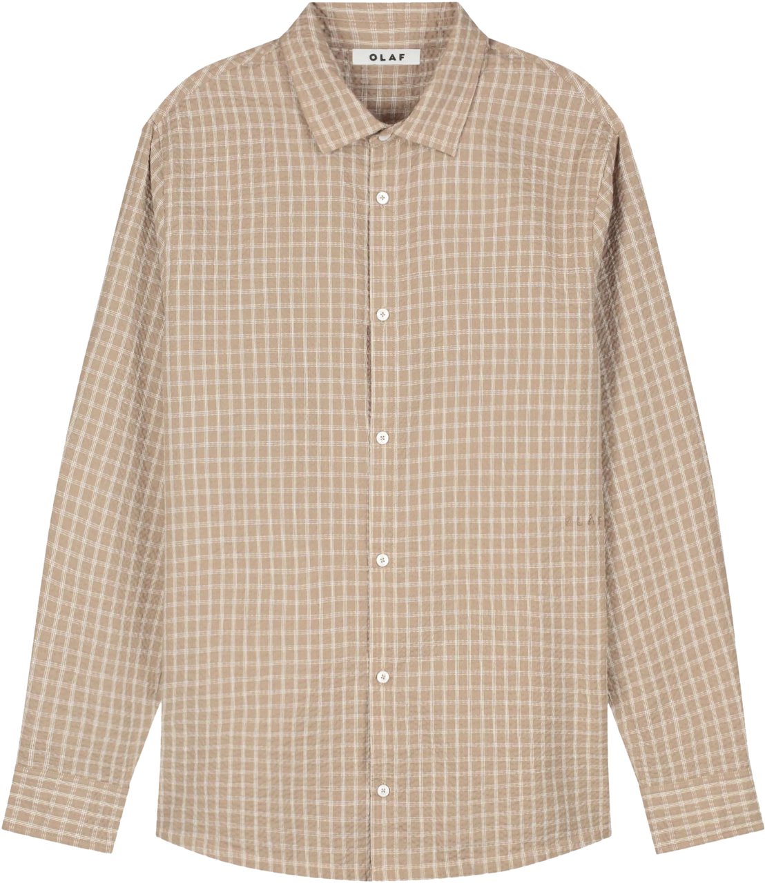 ØLÅF Olaf Checked Seersucker Ls Shirt Lange Mouw Overhemden Beige M240308 Beige