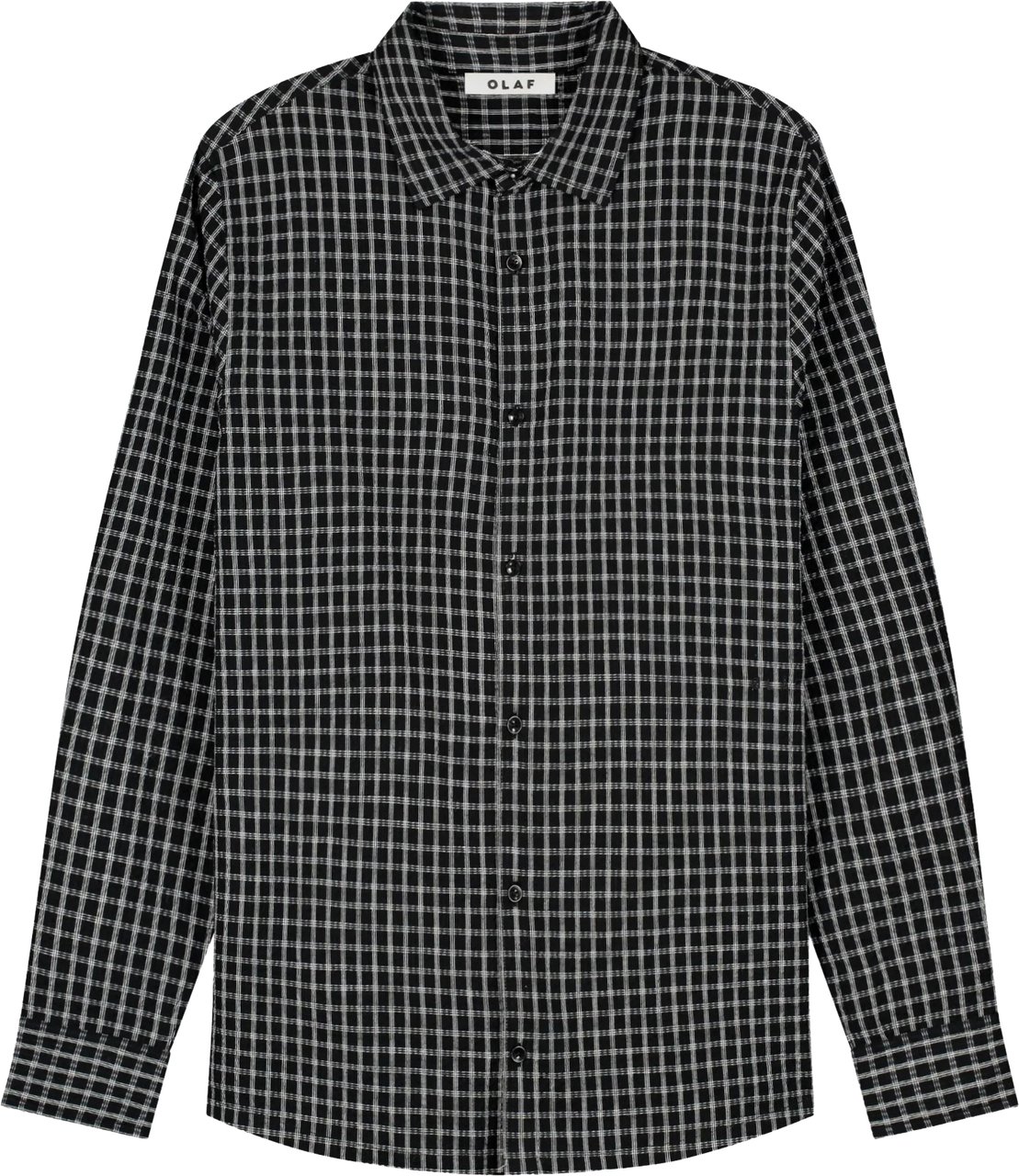 ØLÅF Olaf Checked Seersucker Ls Shirt Lange Mouw Overhemden Zwart M240308 Zwart