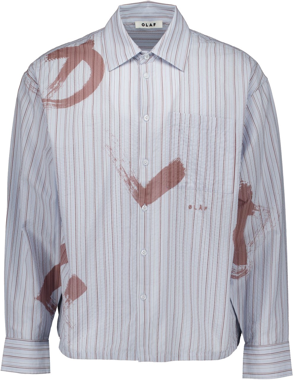 ØLÅF Olaf Brushstroke Logo Stripe Ls Shirt Lange Mouw Overhemden Lichtblauw M240309 Blauw
