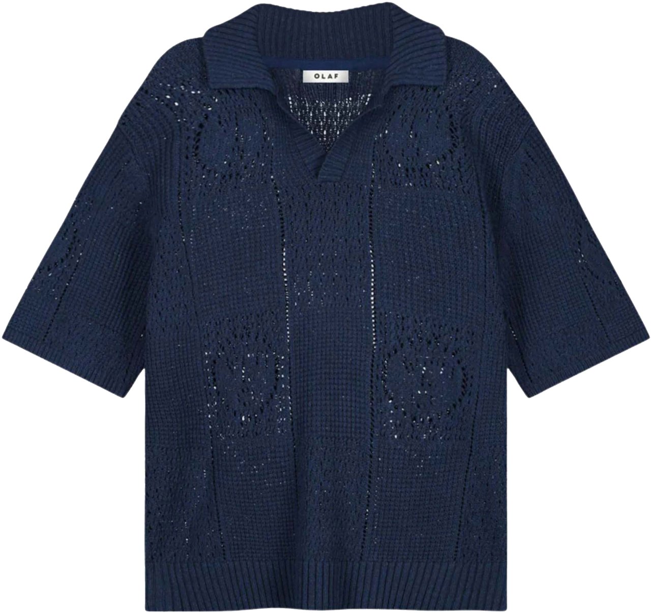 ØLÅF Olaf Face Logo Knit Polo Polos Donkerblauw M240702 Blauw