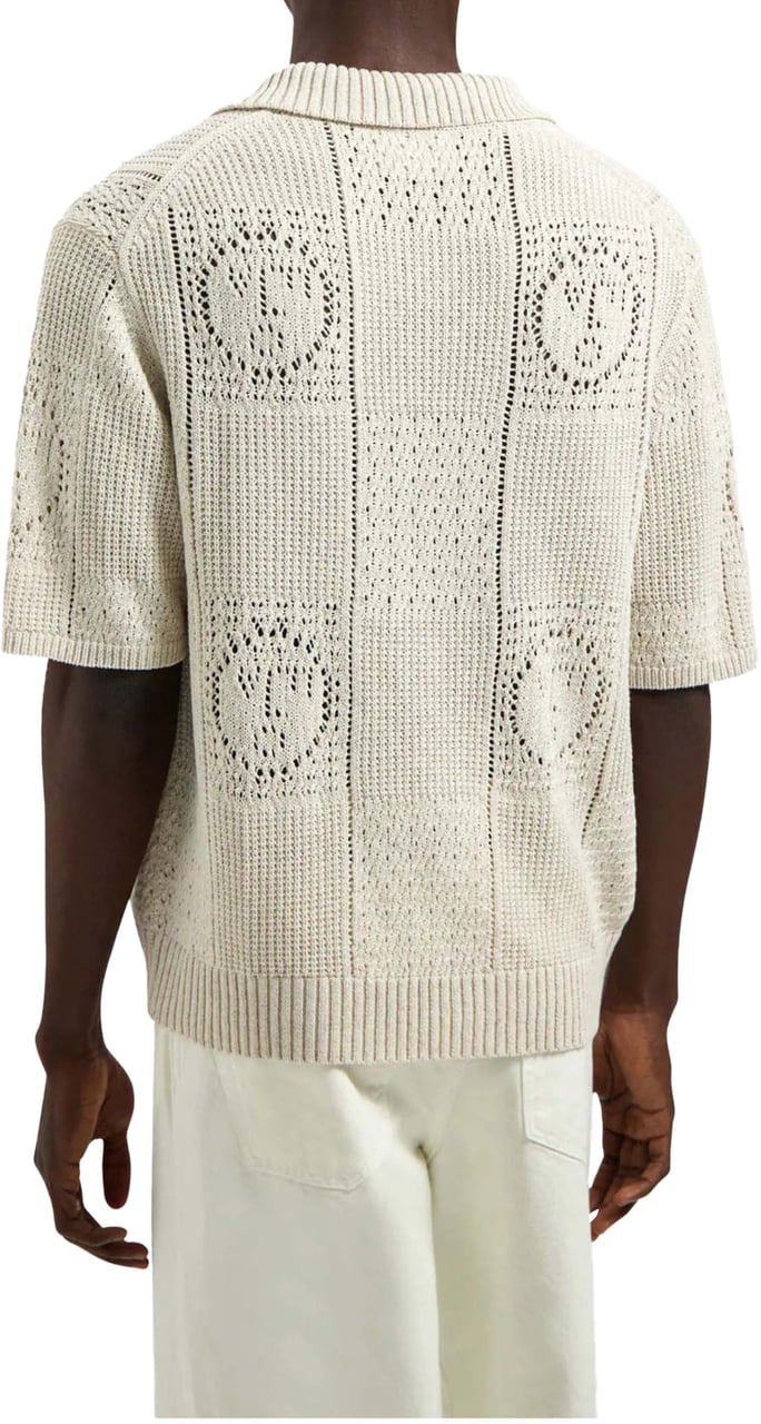 ØLÅF Olaf Face Logo Knit Polo Polos Off White M240702 Wit