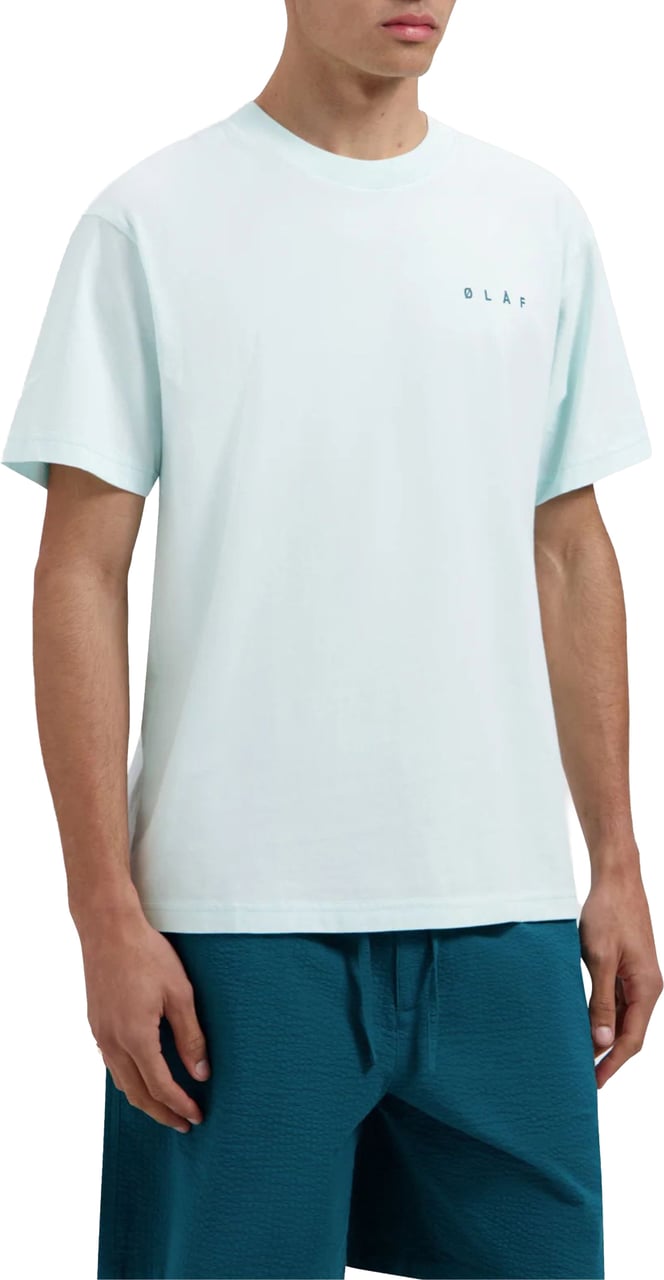 ØLÅF Olaf Dotted Face Tees T-shirts Lichtblauw M250100 Blauw
