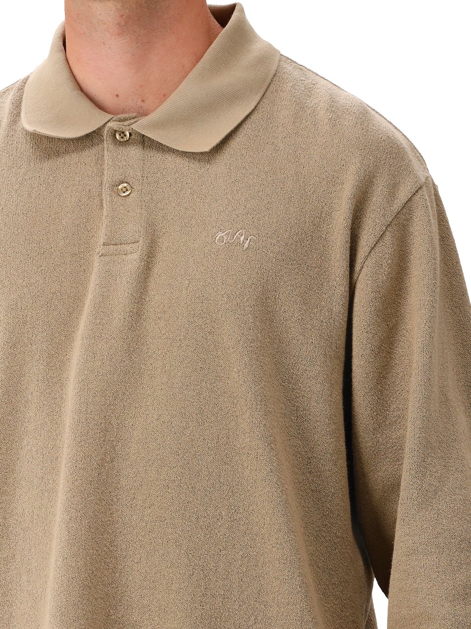 ØLÅF Olaf Gebreide Polo Lange Mouwen Bruin Signature Pique Bruin