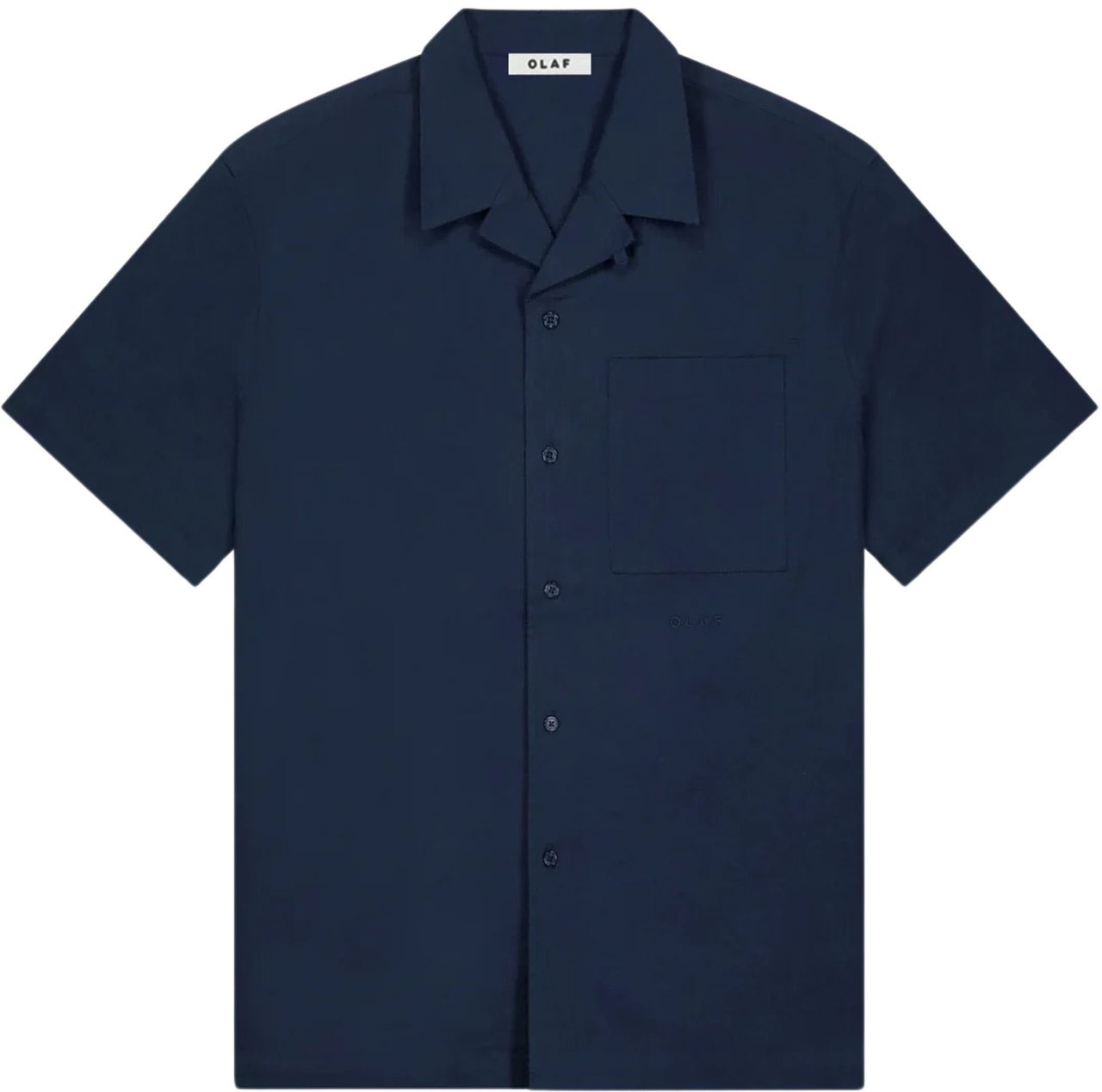 ØLÅF Olaf Seersucker Camp Shirts Korte Mouw Overhemden Donkerblauw M250300 Blauw