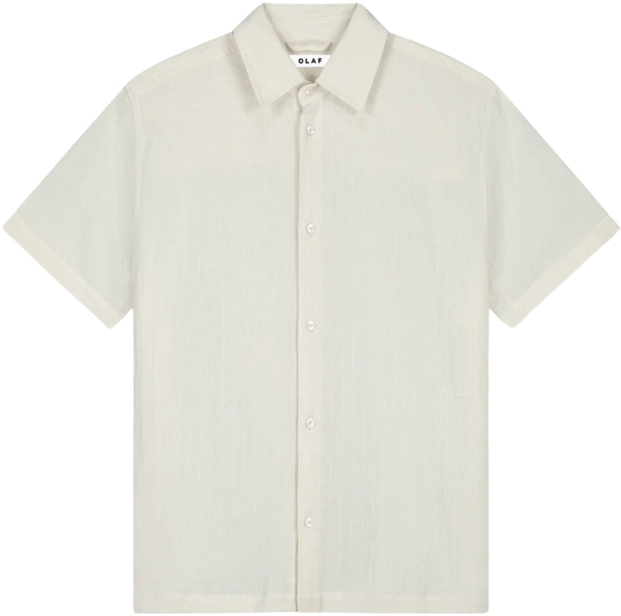 ØLÅF Olaf Textured Stripe Boxy Ss Shirt Korte Mouw Overhemden Off White M250301 Wit