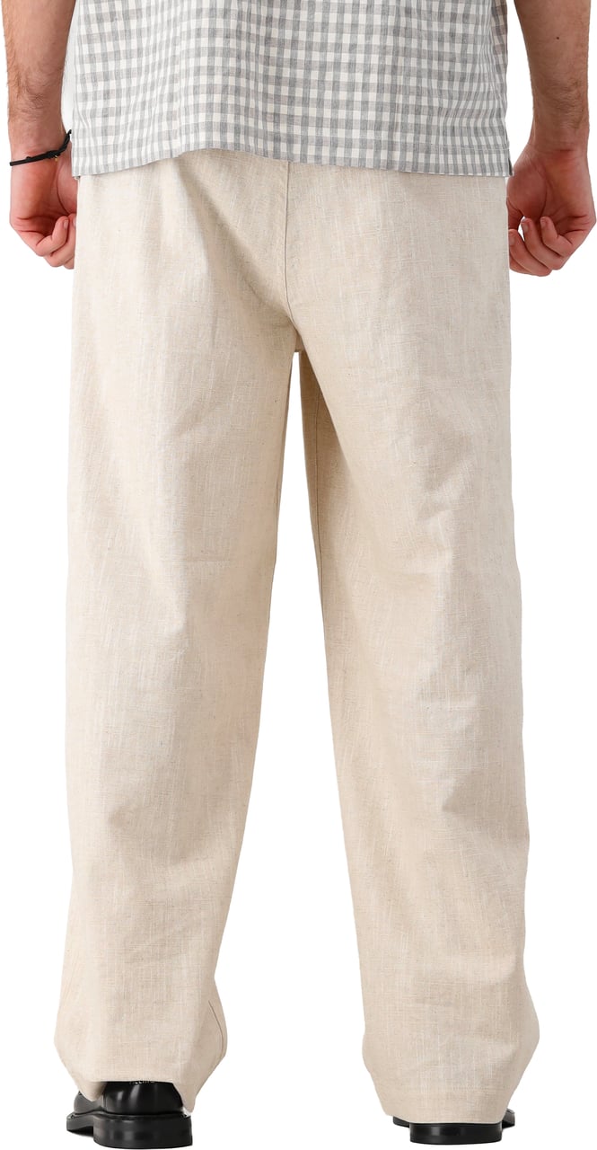 ØLÅF Olaf Linnen Broek Beige Barrel Leg Pants Beige