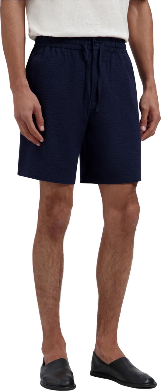ØLÅF Olaf Seersucker Shorts Shorts Donkerblauw M250403 Blauw