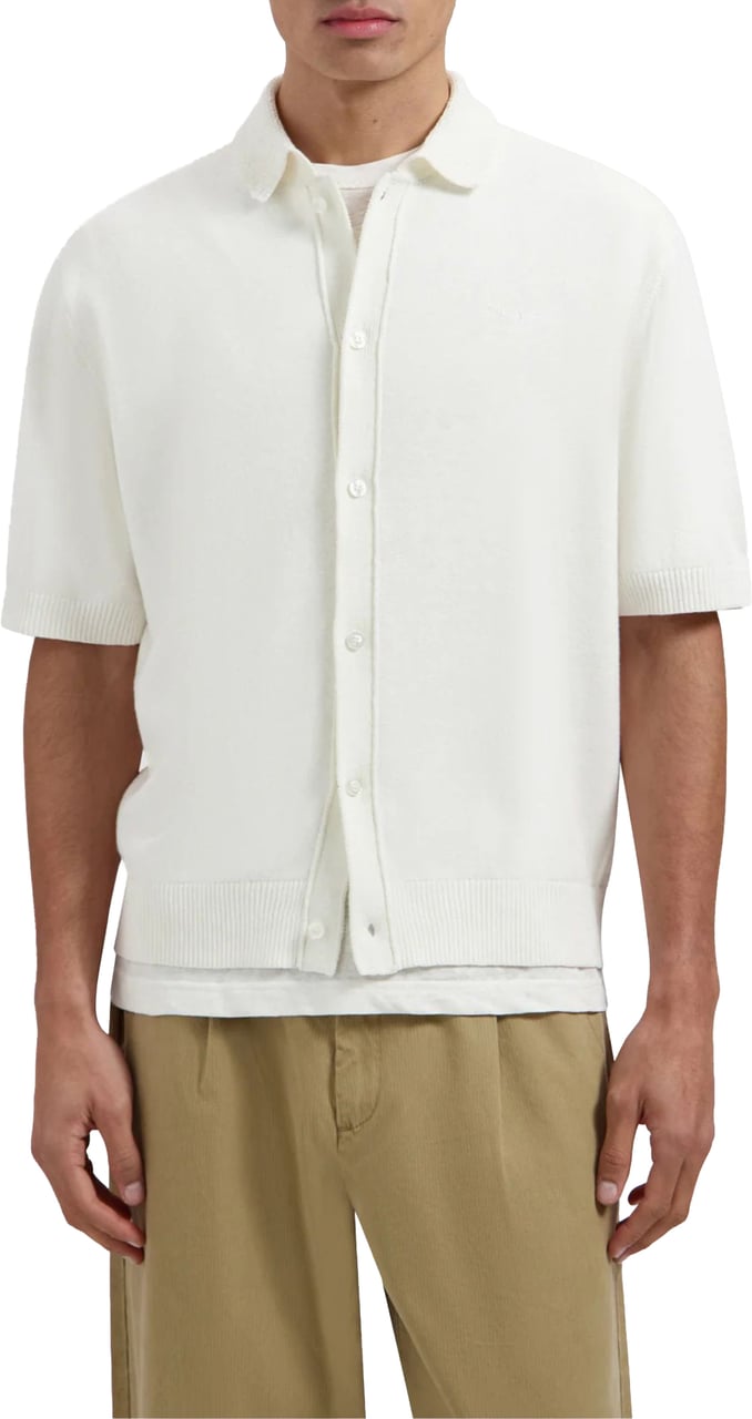 ØLÅF Olaf Linen Knitted Ss Polo Polos Off White M250702 Wit