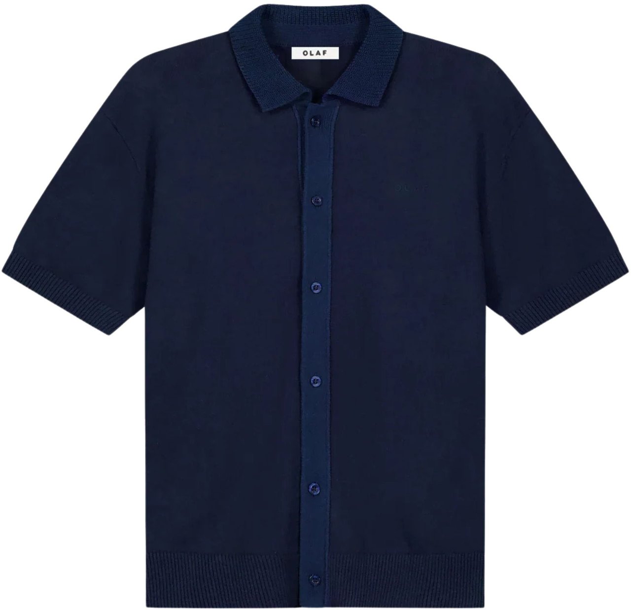 ØLÅF Olaf Linen Knitted Ss Polo Polos Donkerblauw M250702 Blauw