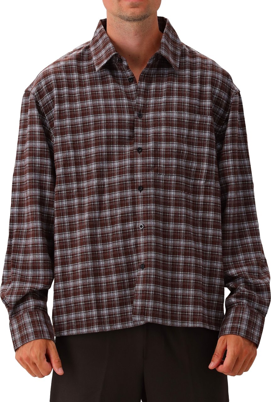 ØLÅF Olaf Overhemd Bruin Flannel Boxy Shirt Bruin