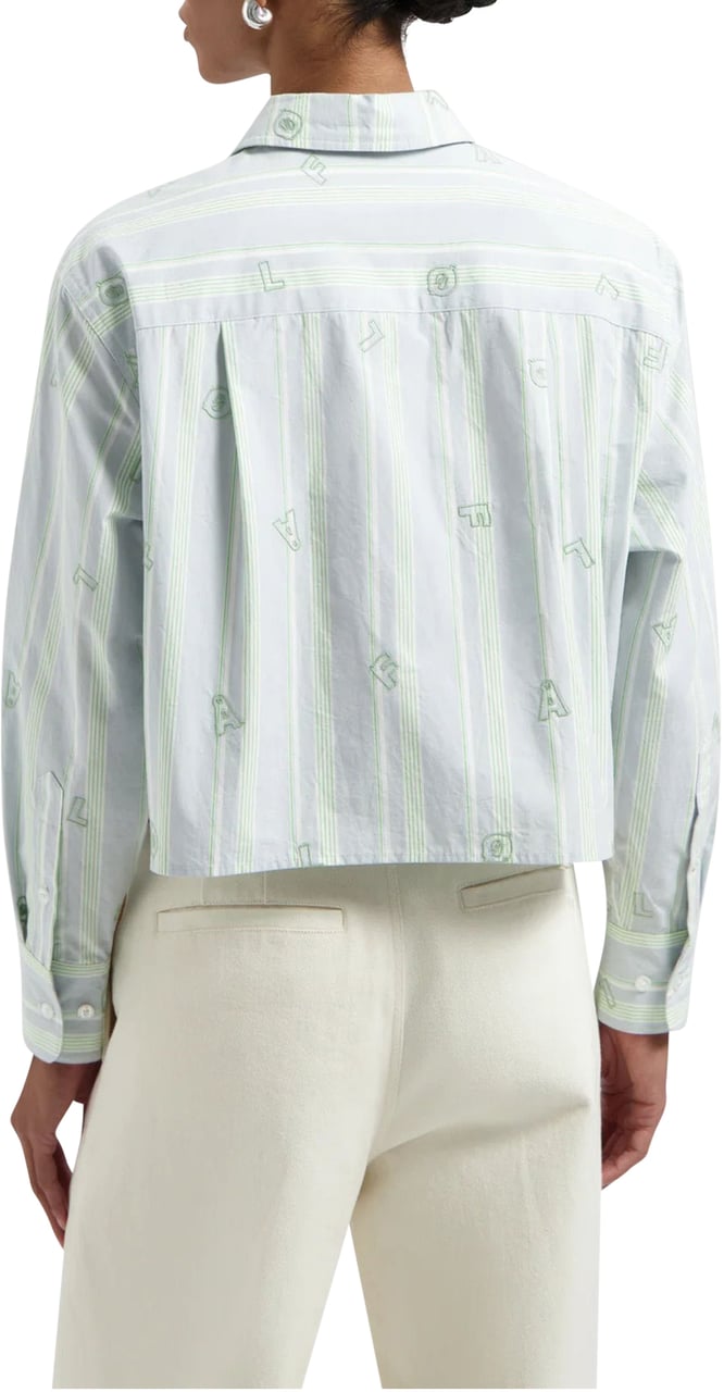 ØLÅF ØlÅf Embro Logo Stripe Cropped Shirt Ls Blouses Groen W200308 Groen