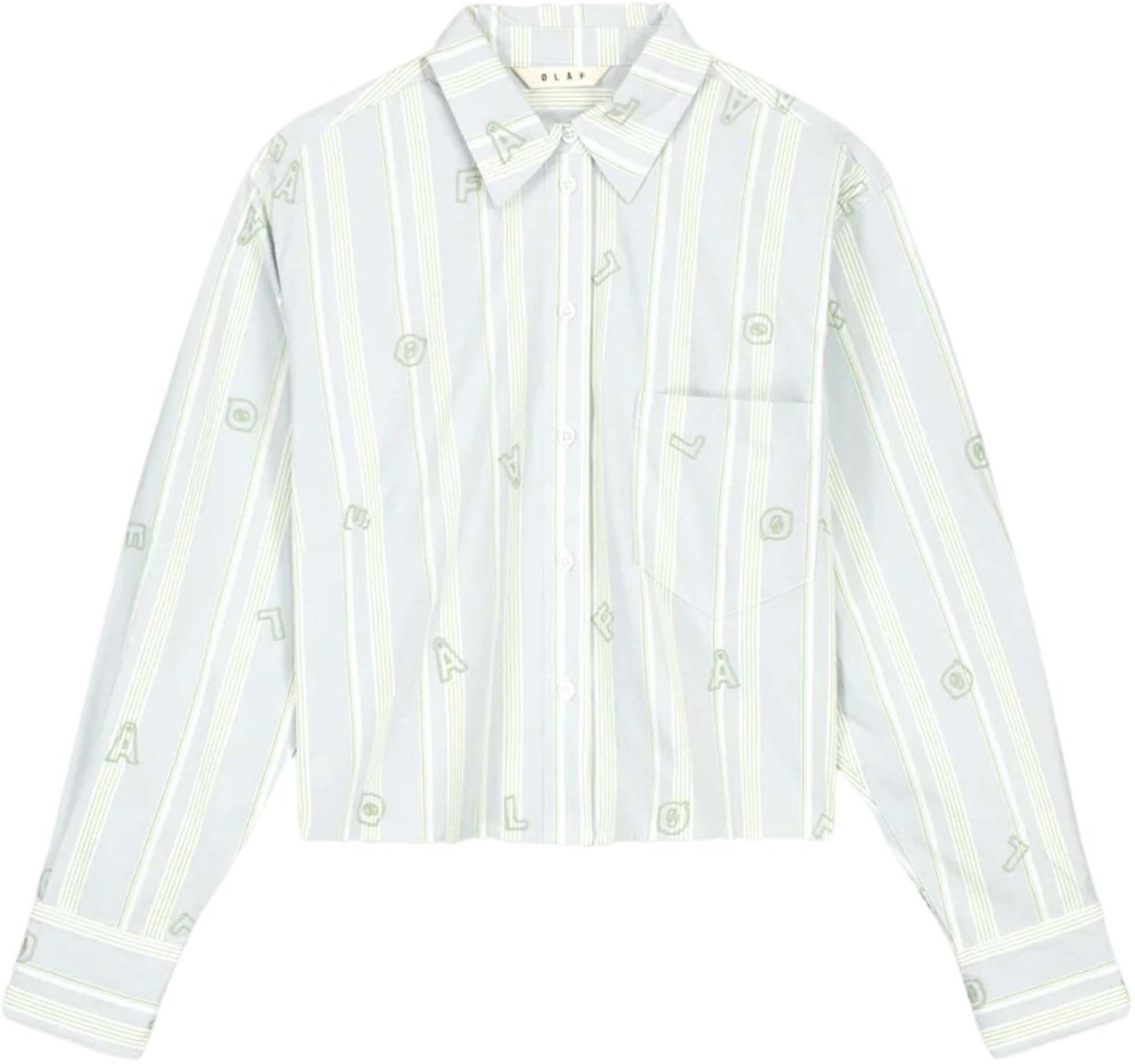 ØLÅF ØlÅf Embro Logo Stripe Cropped Shirt Ls Blouses Groen W200308 Groen