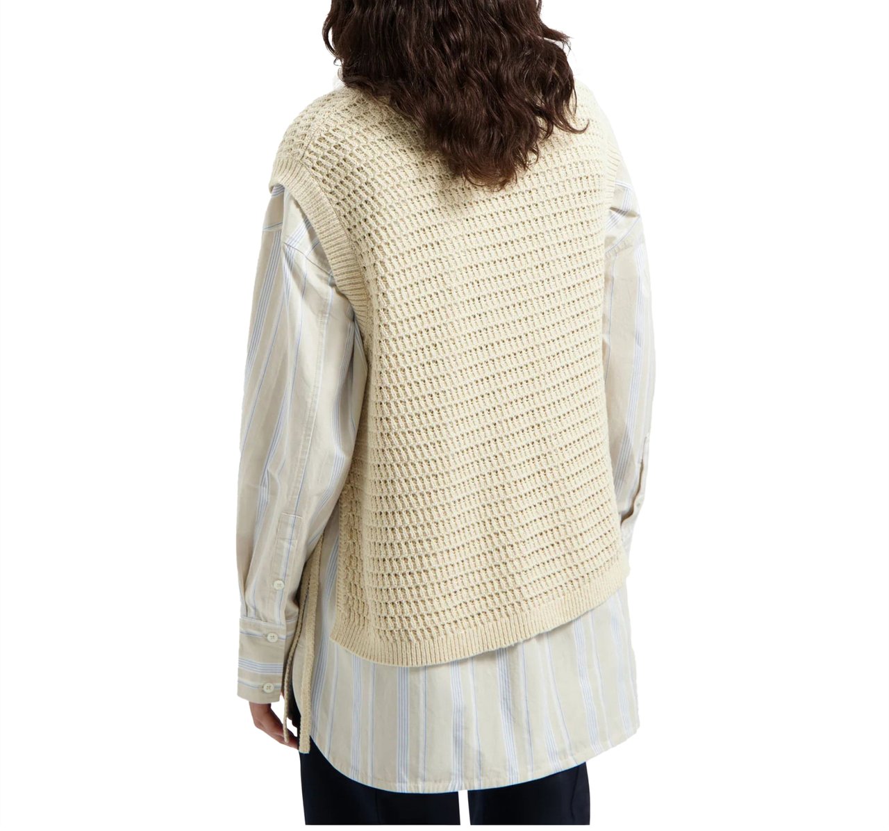 ØLÅF ØlÅf Open Knit Vest Spencers Off White W200702 Wit