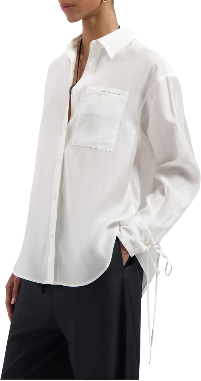 ØLÅF Olaf Semi-sheer Tie Detail Shirt Blouses Off White W220303 Wit