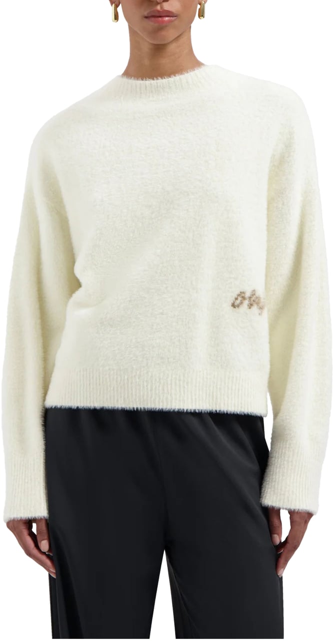 ØLÅF Olaf Fluffy Script Logo Knit Truien Off White W220704 Wit