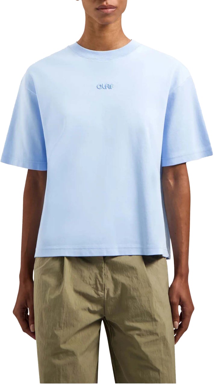 ØLÅF Olaf Retro Logo Boxy Tee T-shirts Lichtblauw W240101 Blauw