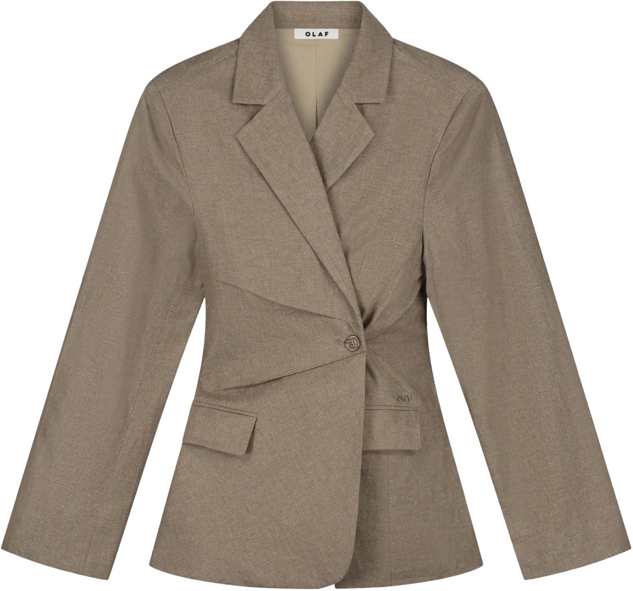 ØLÅF Olaf Asymmetric Linen Blazer Blazers Taupe W240506 Taupe