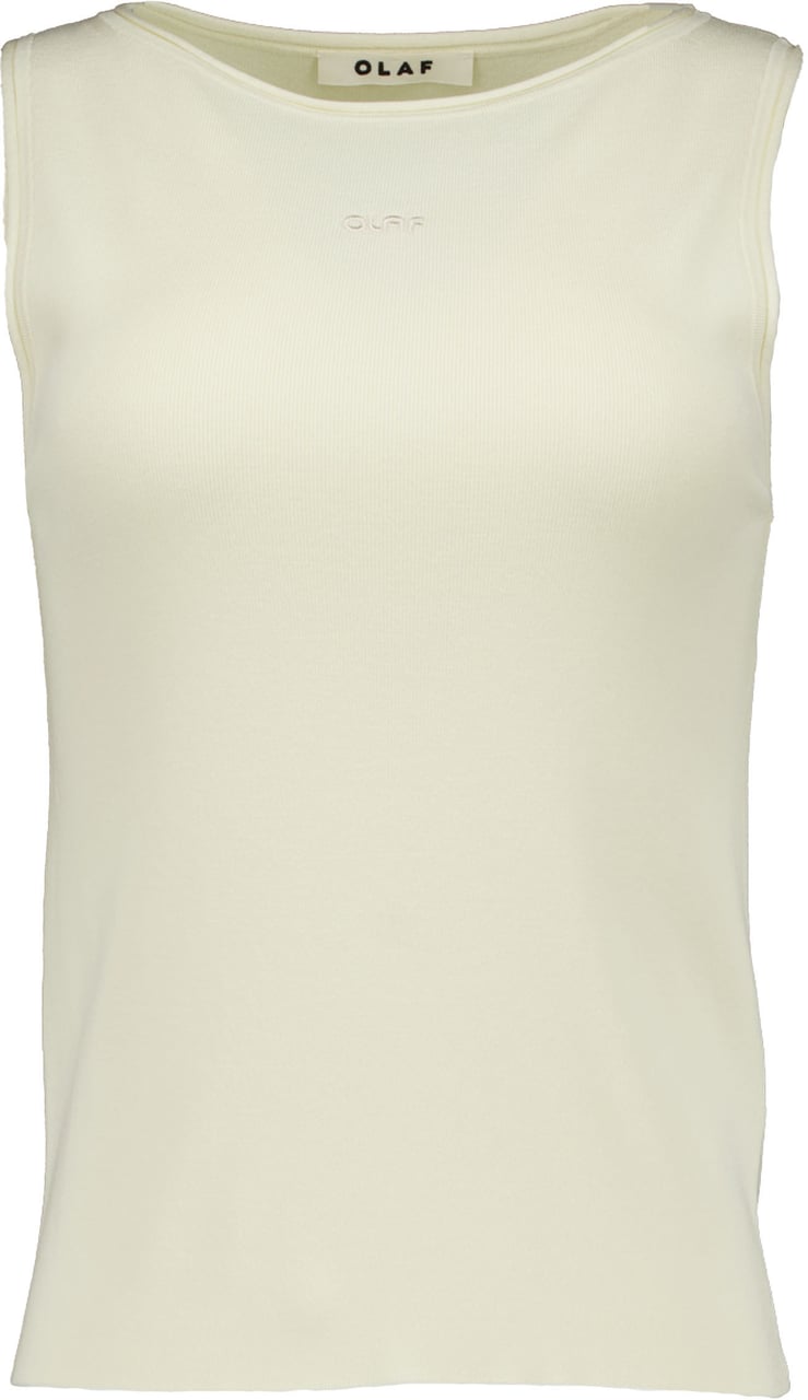 ØLÅF Olaf Retro Logo Sleeveless Knit Singlets Off White W240704 Wit