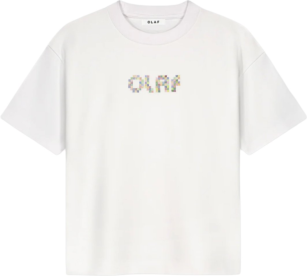ØLÅF Olaf - Dotted retro logo tee - W250102 - Optical white Wit