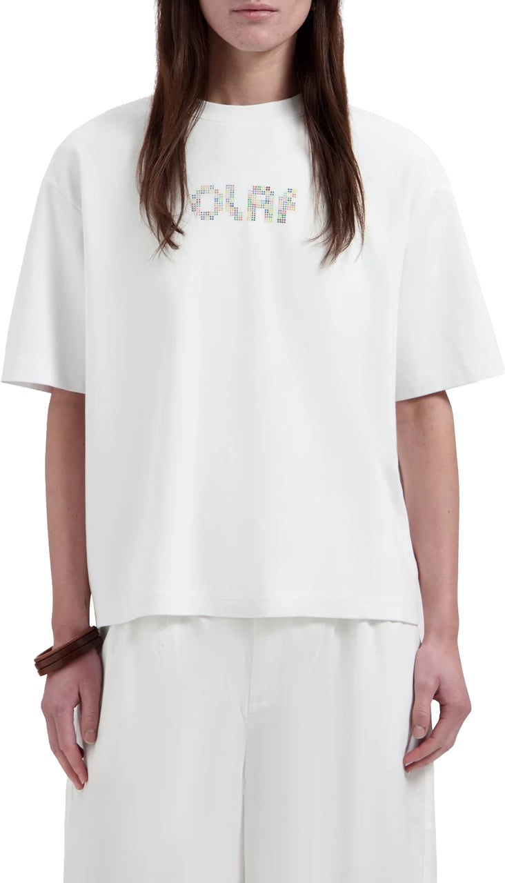 ØLÅF Olaf - Dotted retro logo tee - W250102 - Optical white Wit