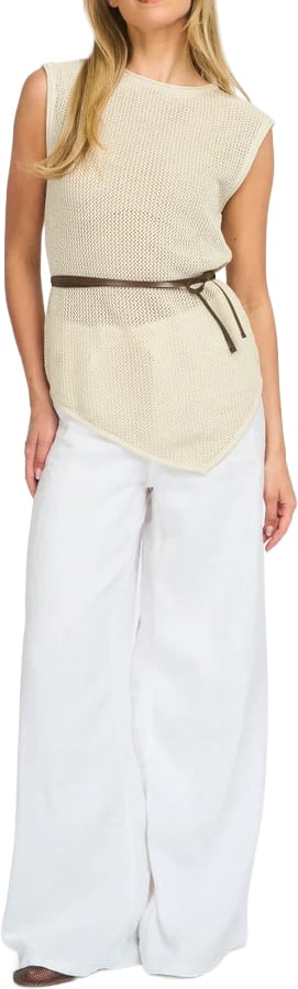 ØLÅF Olaf - Linen open knit top - W250701 - Cement Grijs