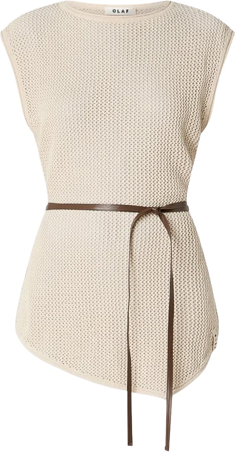 ØLÅF Olaf - Linen open knit top - W250701 - Cement Grijs
