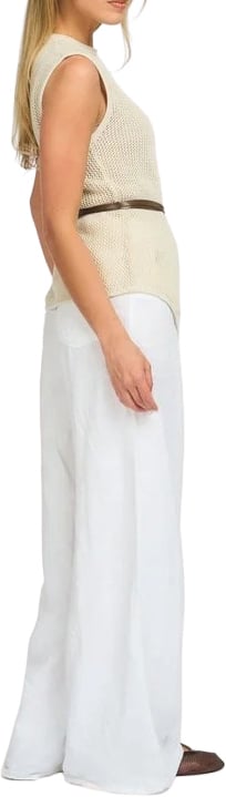 ØLÅF Olaf - Linen open knit top - W250701 - Cement Grijs