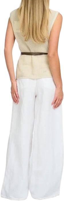 ØLÅF Olaf - Linen open knit top - W250701 - Cement Grijs