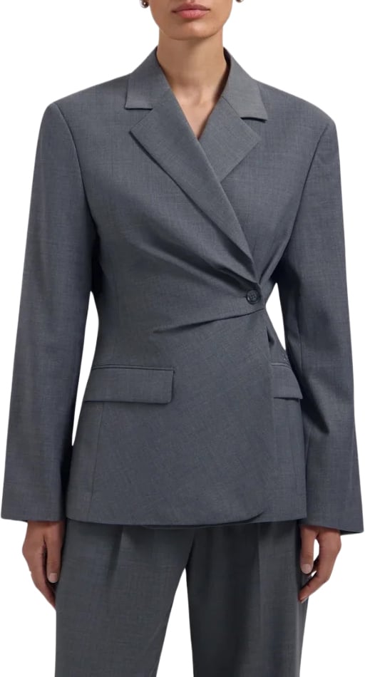 ØLÅF Olaf - Wool asymetric blazer - W260504 - Sharkskin Grijs