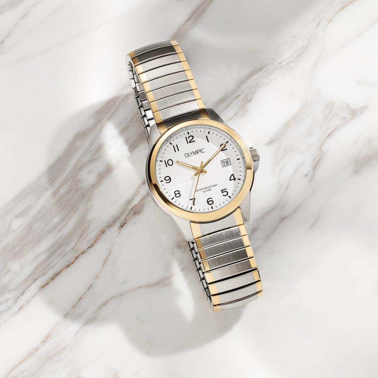 Olympic Olympic OL26HSS310B CHARLIE Horloge - Staal - Bi color - Wit - 38mm Zilver