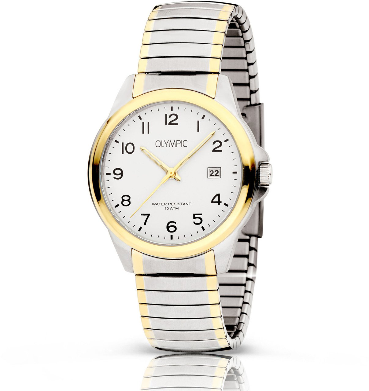 Olympic Olympic OL26HSS310B CHARLIE Horloge - Staal - Bi color - Wit - 38mm Zilver