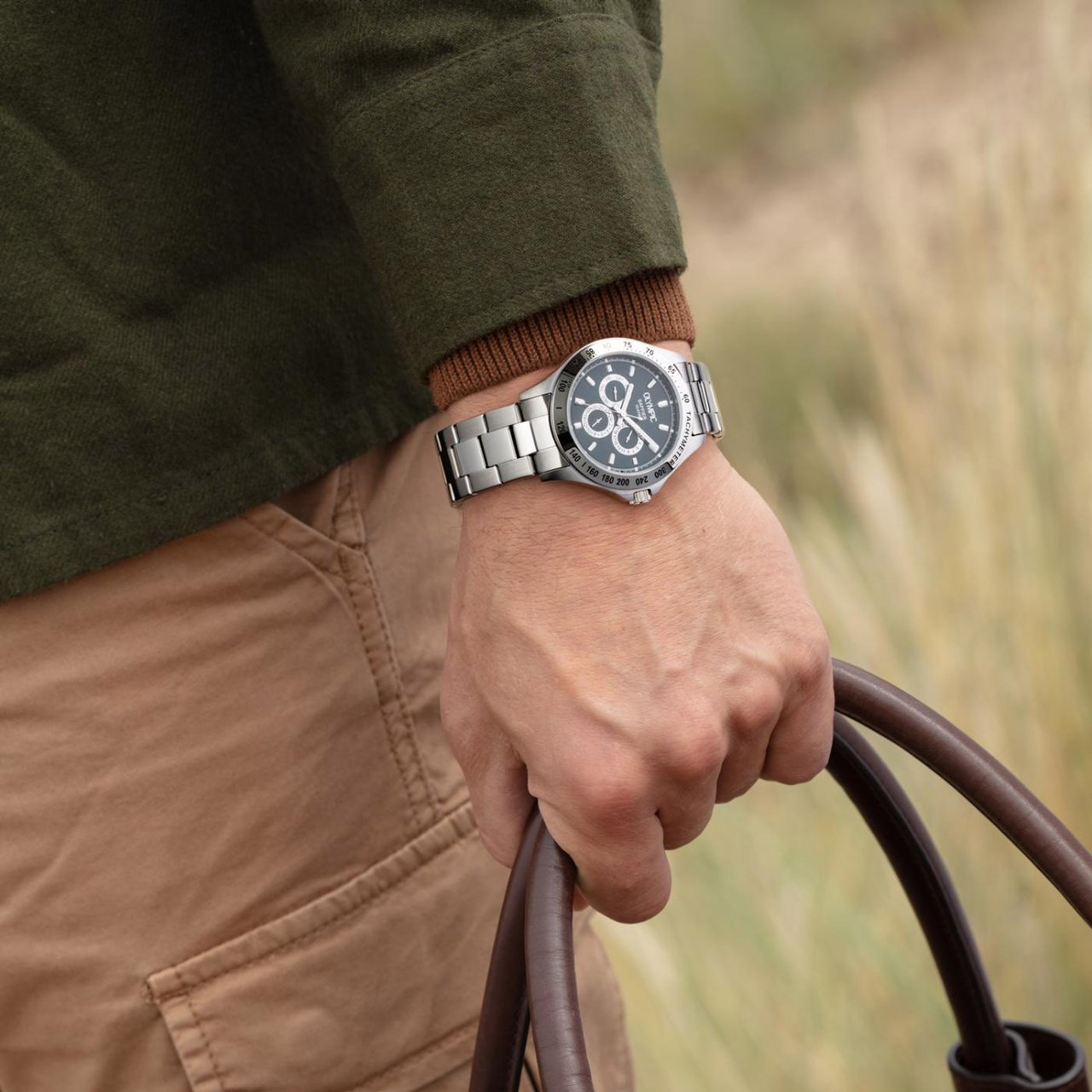 Olympic Olympic OL89HSS051 JEFFREY Horloge - Staal - Bracelet - Groen Zilver