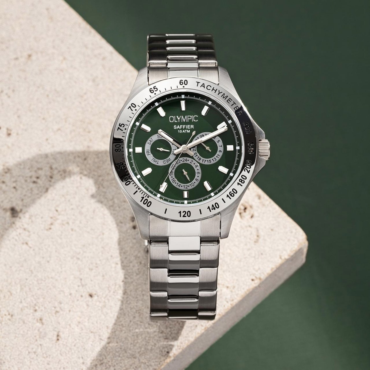 Olympic Olympic OL89HSS051 JEFFREY Horloge - Staal - Bracelet - Groen Zilver