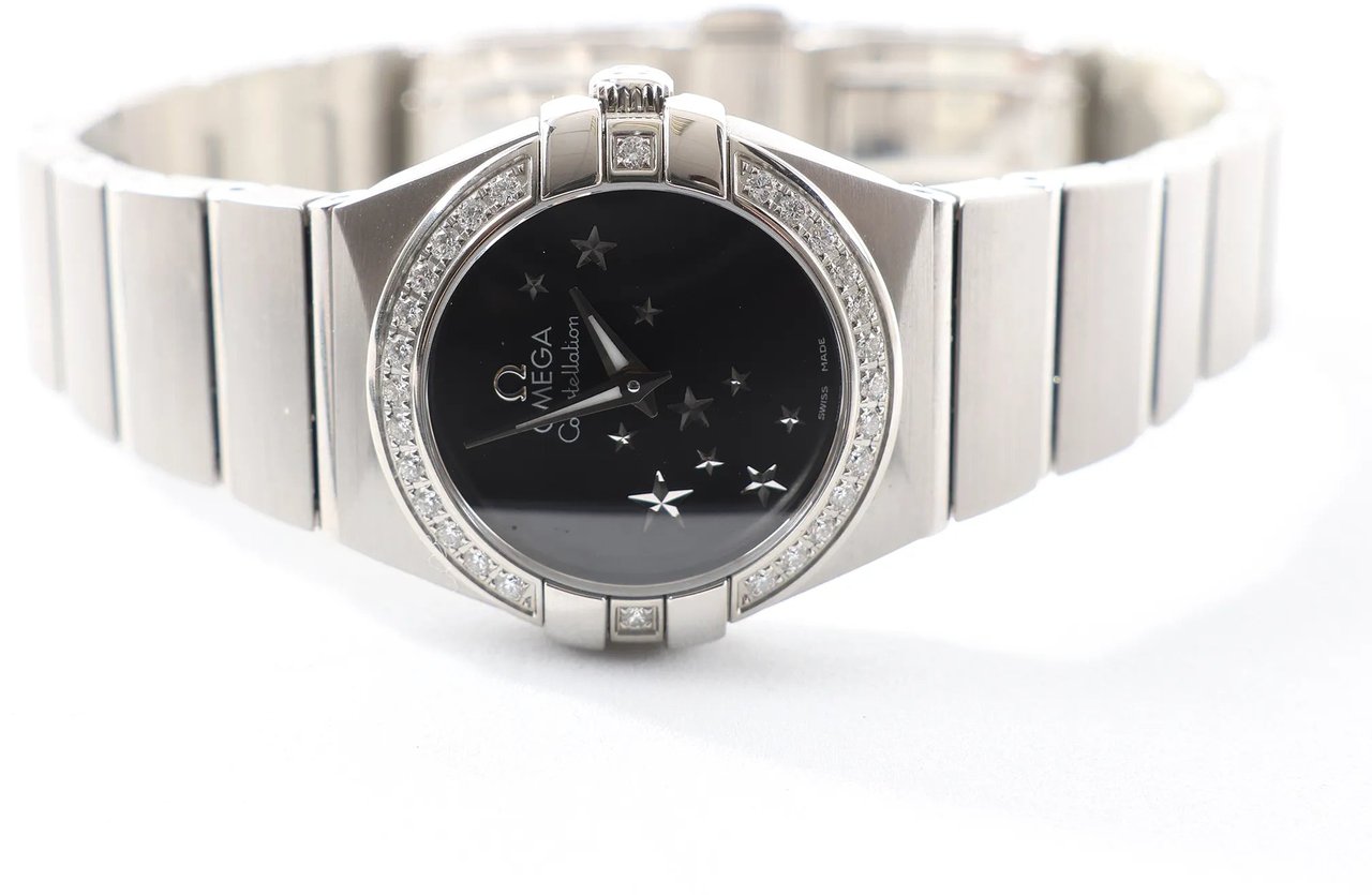 Omega Omega Constellation 123.15.24.60.01.001 92203020 SS QZ Watch with Black Dial Zwart