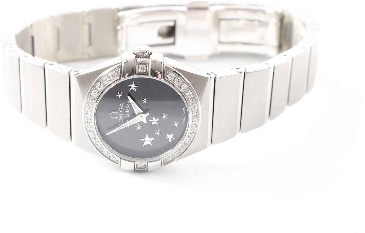 Omega Omega Constellation 123.15.24.60.01.001 92203020 SS QZ Watch with Black Dial Zwart